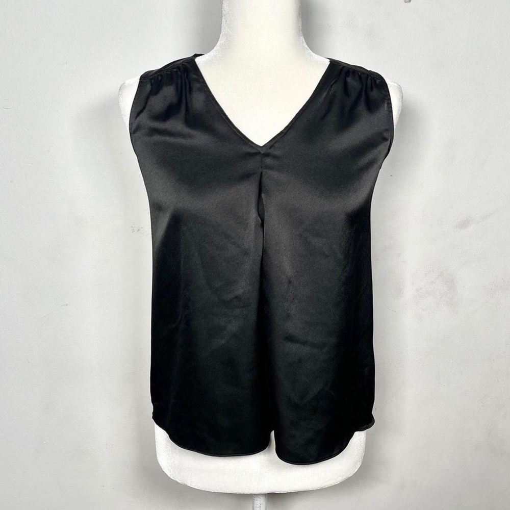 INC black silky satin top